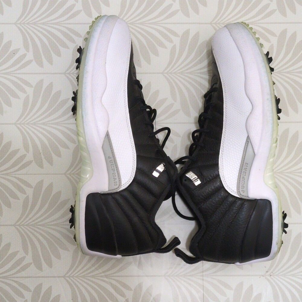 Nike Air Jordan 12 Golf DH4120-010 Mens US 11.5 Black White Spiked - Picture 5 of 9